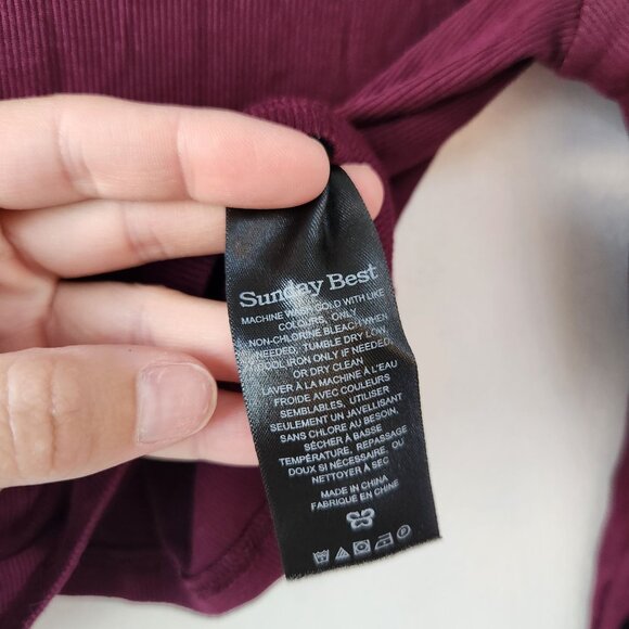 Sunday Best Aritizia Freshman Crop Purple Stretch Turtleneck Blouse Top Shirt M - Picture 5 of 6